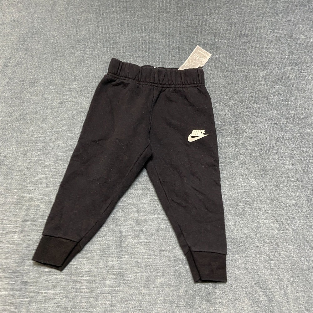 Nike Sweatpants Toddlers 2T Black Swoosh Logo Fleece Lined Elastic Waist Winter
